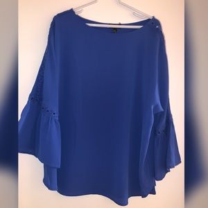 3/4 sleeve total blue blouse